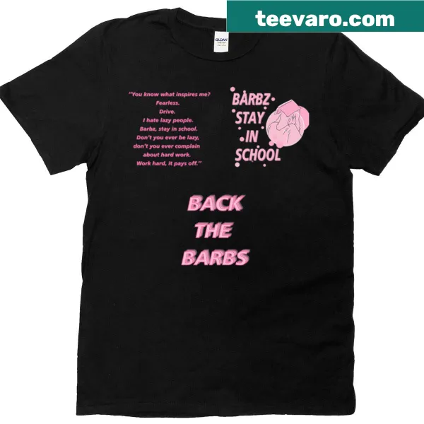 T-shirt featuring the Pink Flag Barbz logo meme