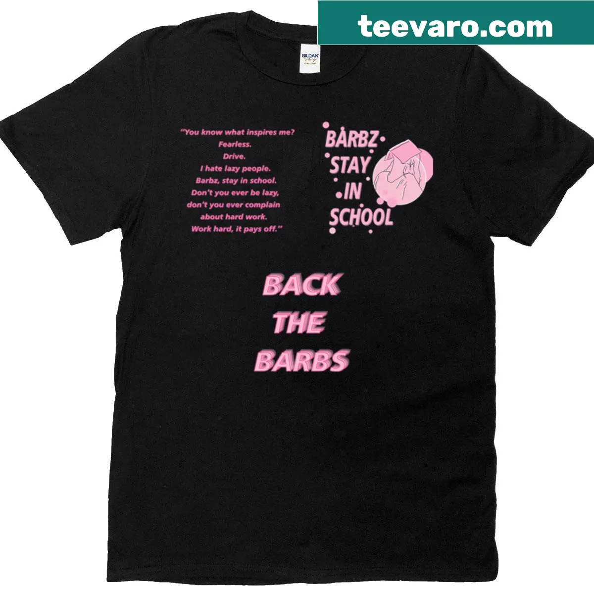 T-shirt featuring the Pink Flag Barbz logo meme — on a men's t-shirt