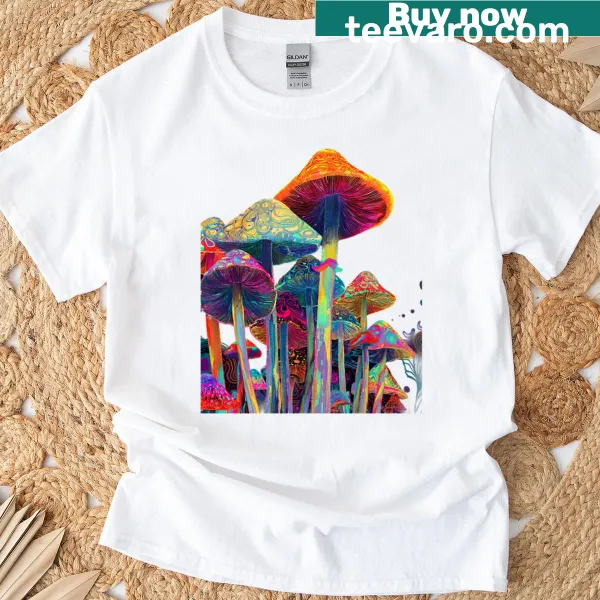 T-shirt with psychedelic mushroom design in a fantasy style