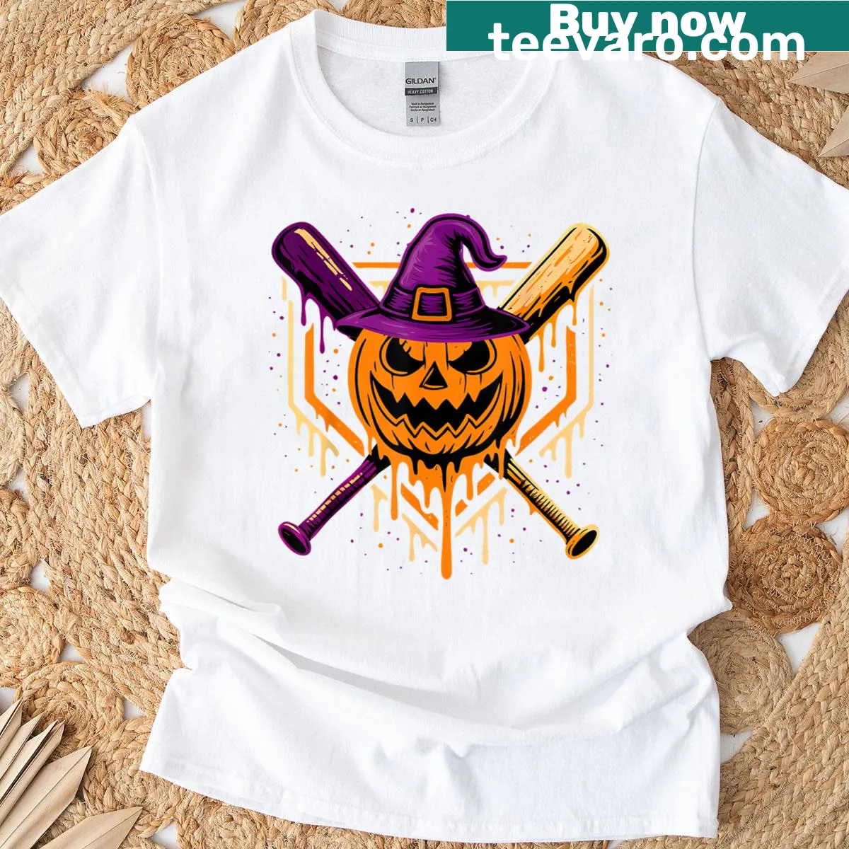 Cartoon pumpkin character with ice cream and baseball on kids T-shirt — on a men's t-shirt