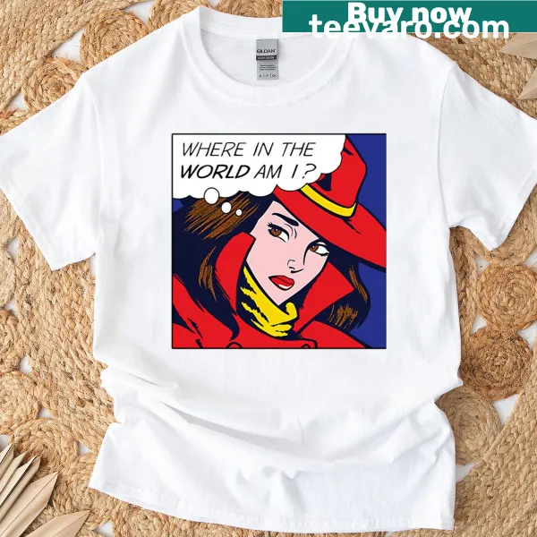 Illustrated trench coat and hat design on a T-shirt