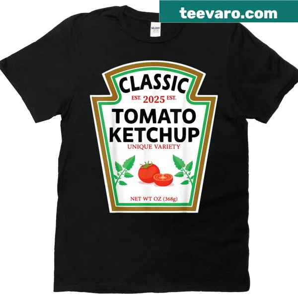 T-shirt featuring a playful ketchup bottle graphic for Halloween