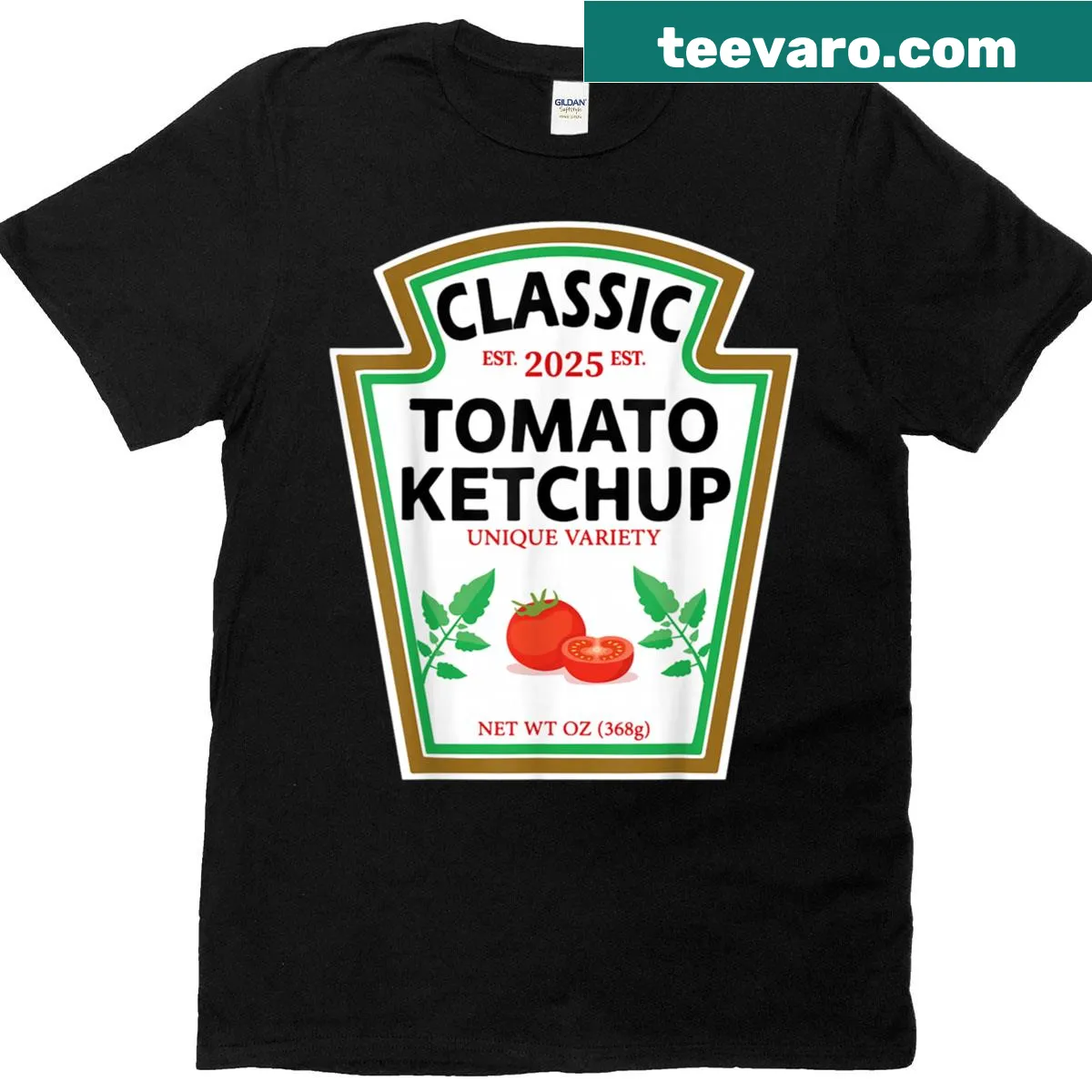 T-shirt featuring a playful ketchup bottle graphic for Halloween — on a men's t-shirt