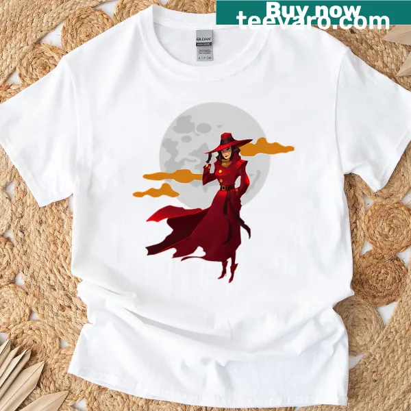 Vintage detective T-shirt with a red trench coat and hat graphic