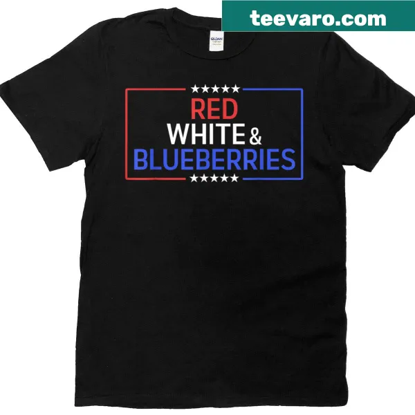 Patriotic shirt with blueberries and red, white, and blue design