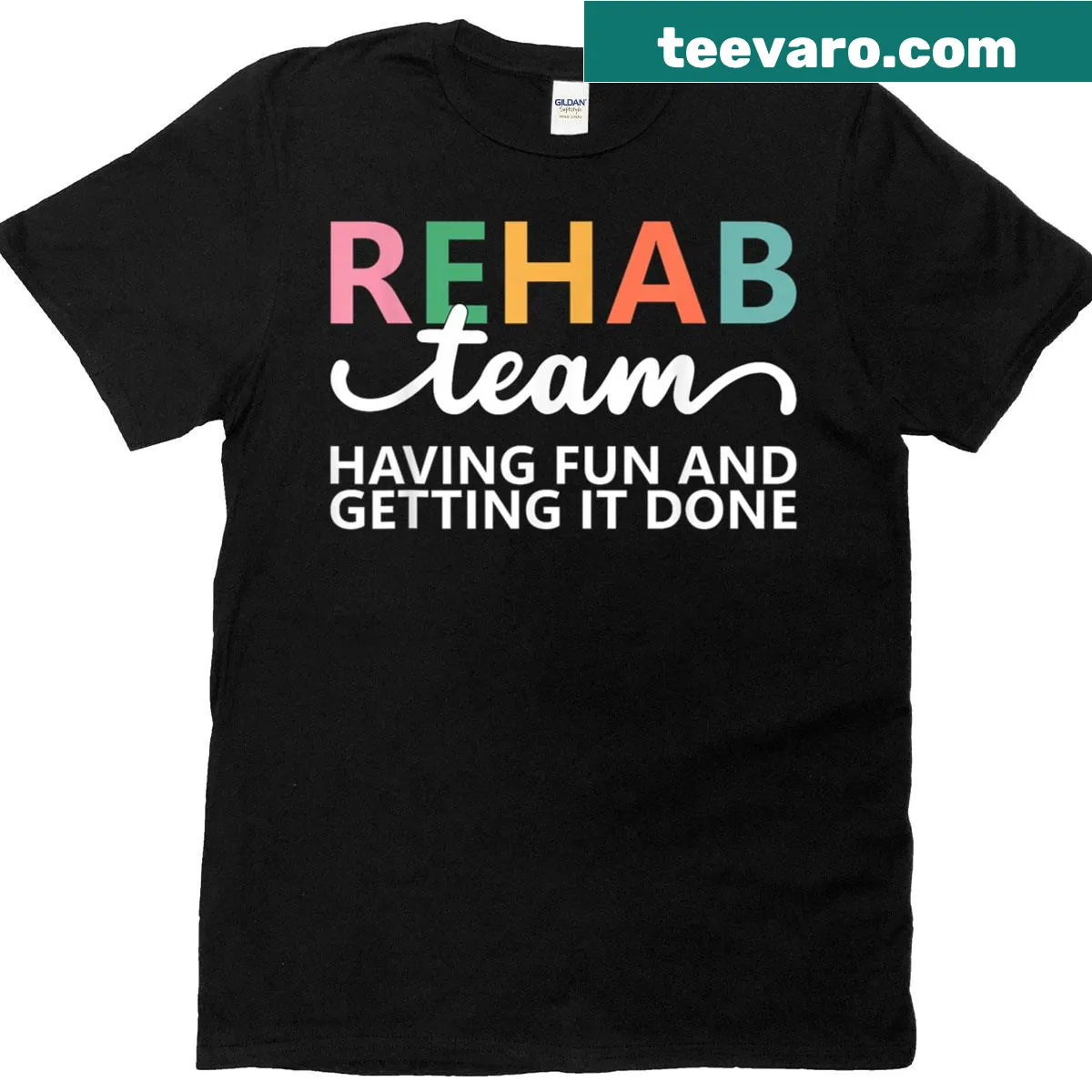 Physical therapy team illustration with motivational text on t-shirt — on a men's t-shirt