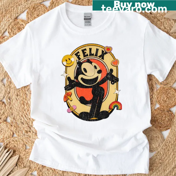 Vintage cartoon-themed T-shirt showcasing funny cat and movie references