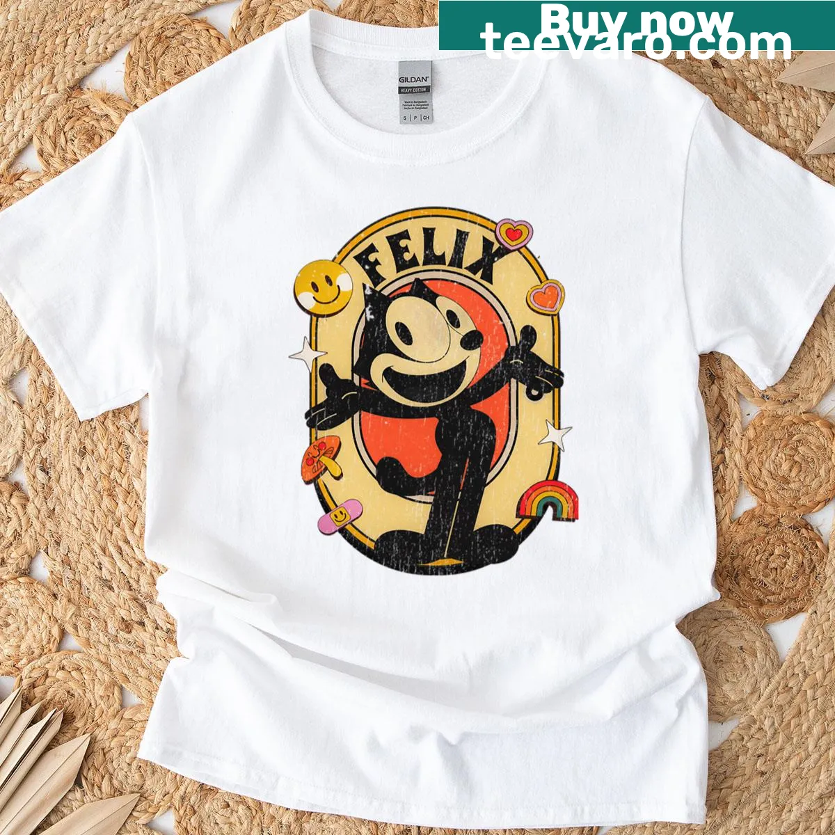 Vintage cartoon-themed T-shirt showcasing funny cat and movie references — on a men's t-shirt