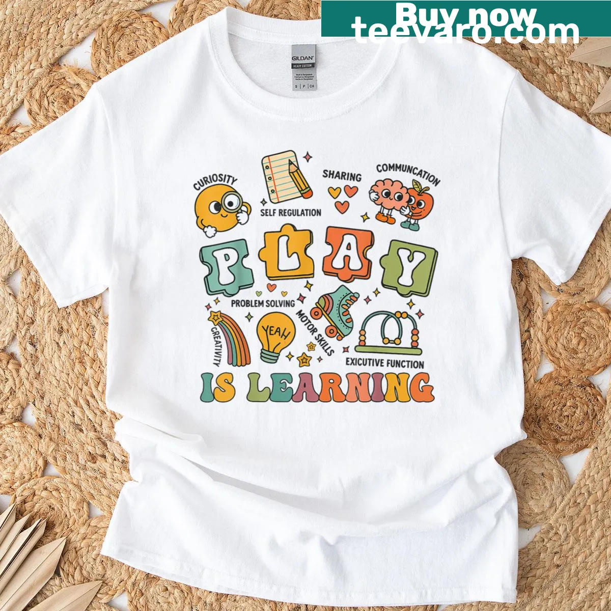 Teacher-themed t-shirt with playful learning slogan — on a men's t-shirt