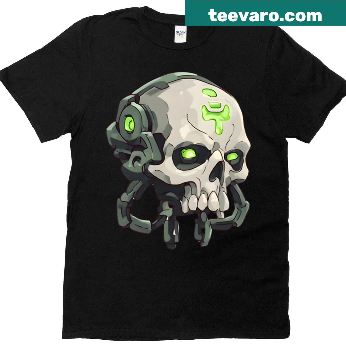 Illustration of a servo-skull robotic device on a t-shirt — on a men's t-shirt