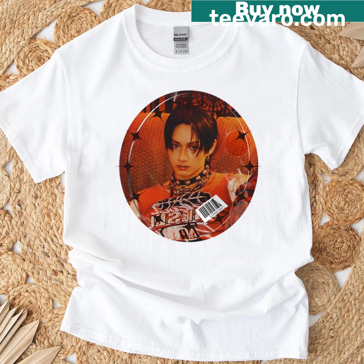 Stylish T-shirt featuring an illustration of Seventeen's Jun. — on a men's t-shirt