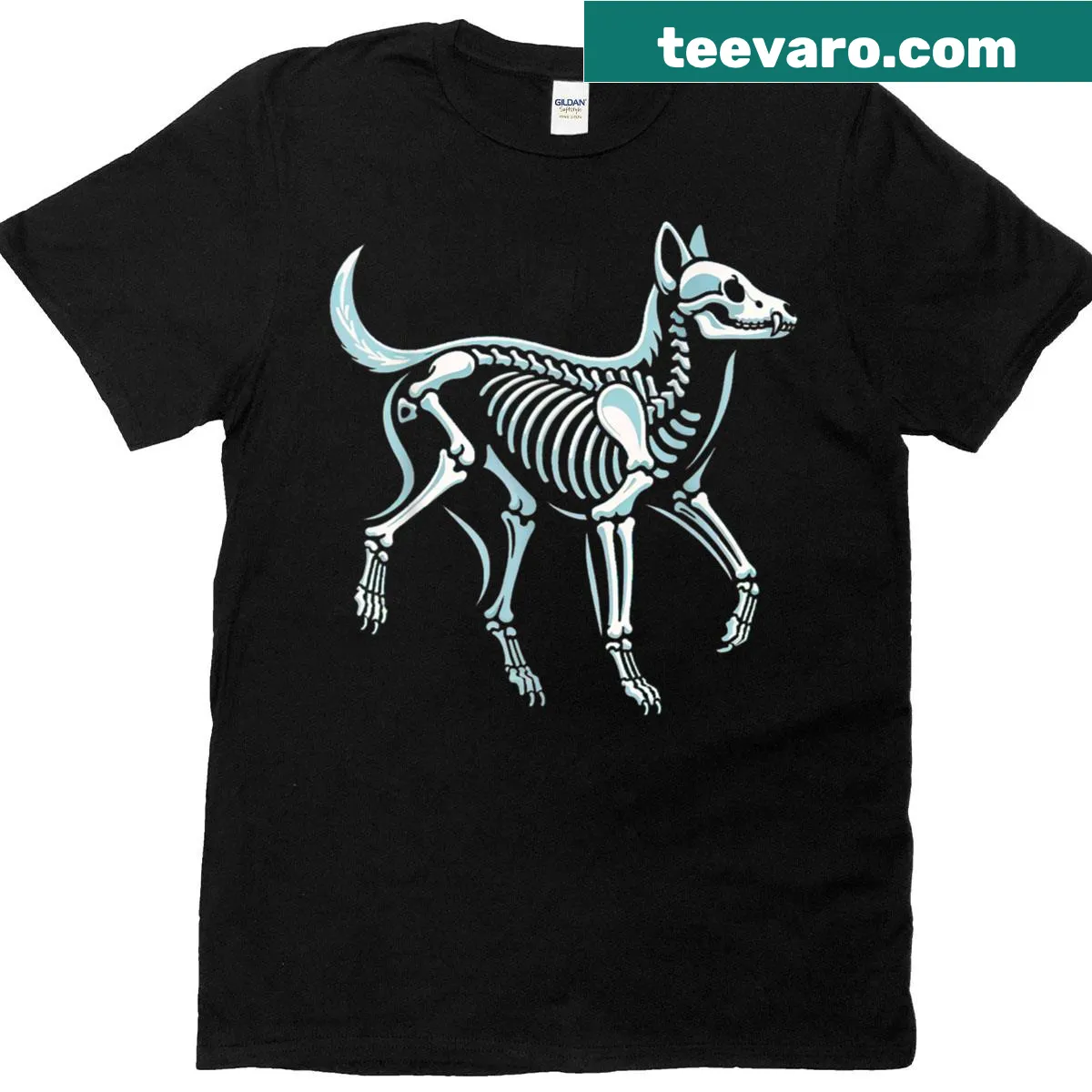 Skeletal wolf design illustrating a blend of nature and mystery — on a men's t-shirt