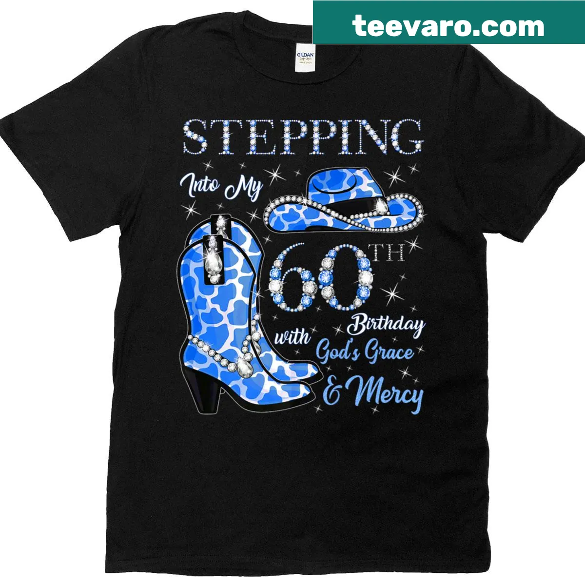 Western cowgirl design celebrating 60th birthday on T-shirt — on a men's t-shirt