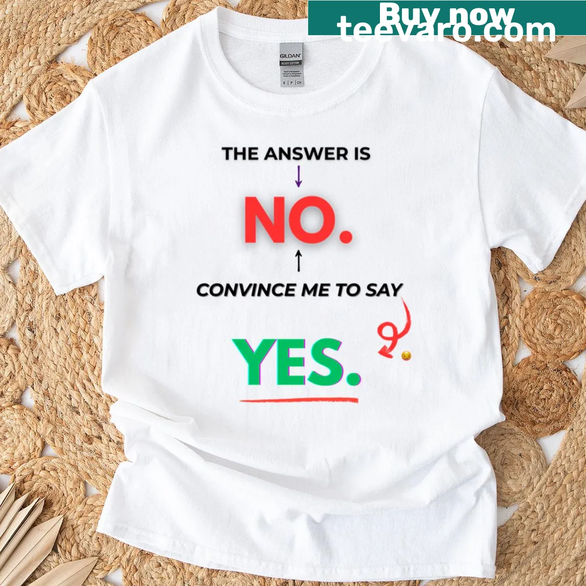 Oversized T-shirt with the quote 'The Answer Is No Convince Me To Say Yes' — on a men's t-shirt