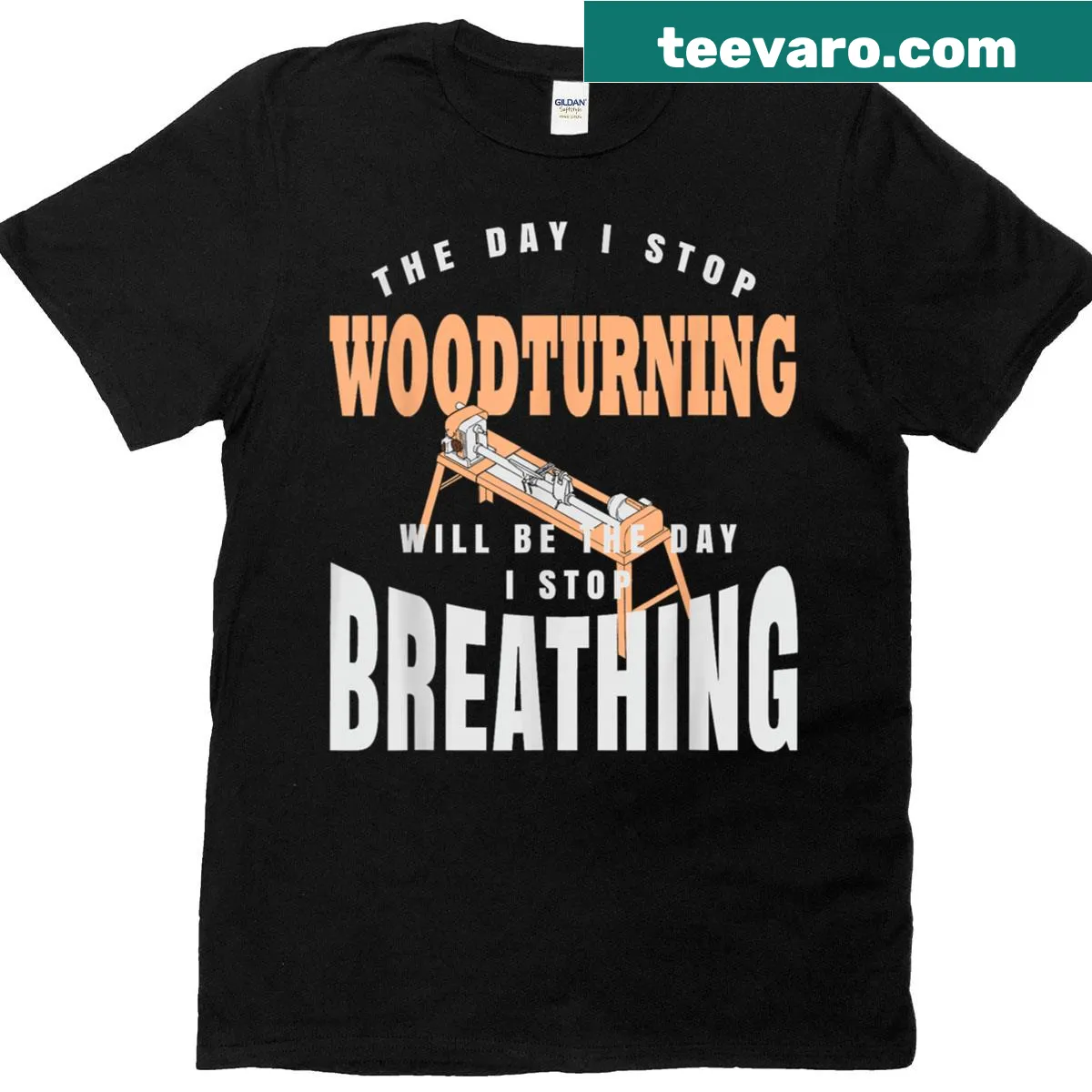 Sentimental t-shirt with woodturning quote — on a men's t-shirt