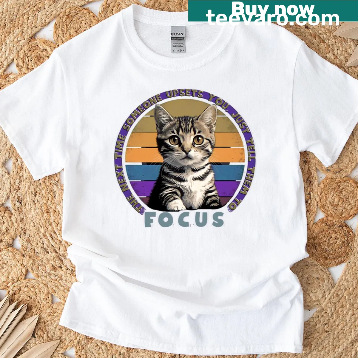 T-shirt with playful text 'Just Tell Them To Focus' — on a men's t-shirt