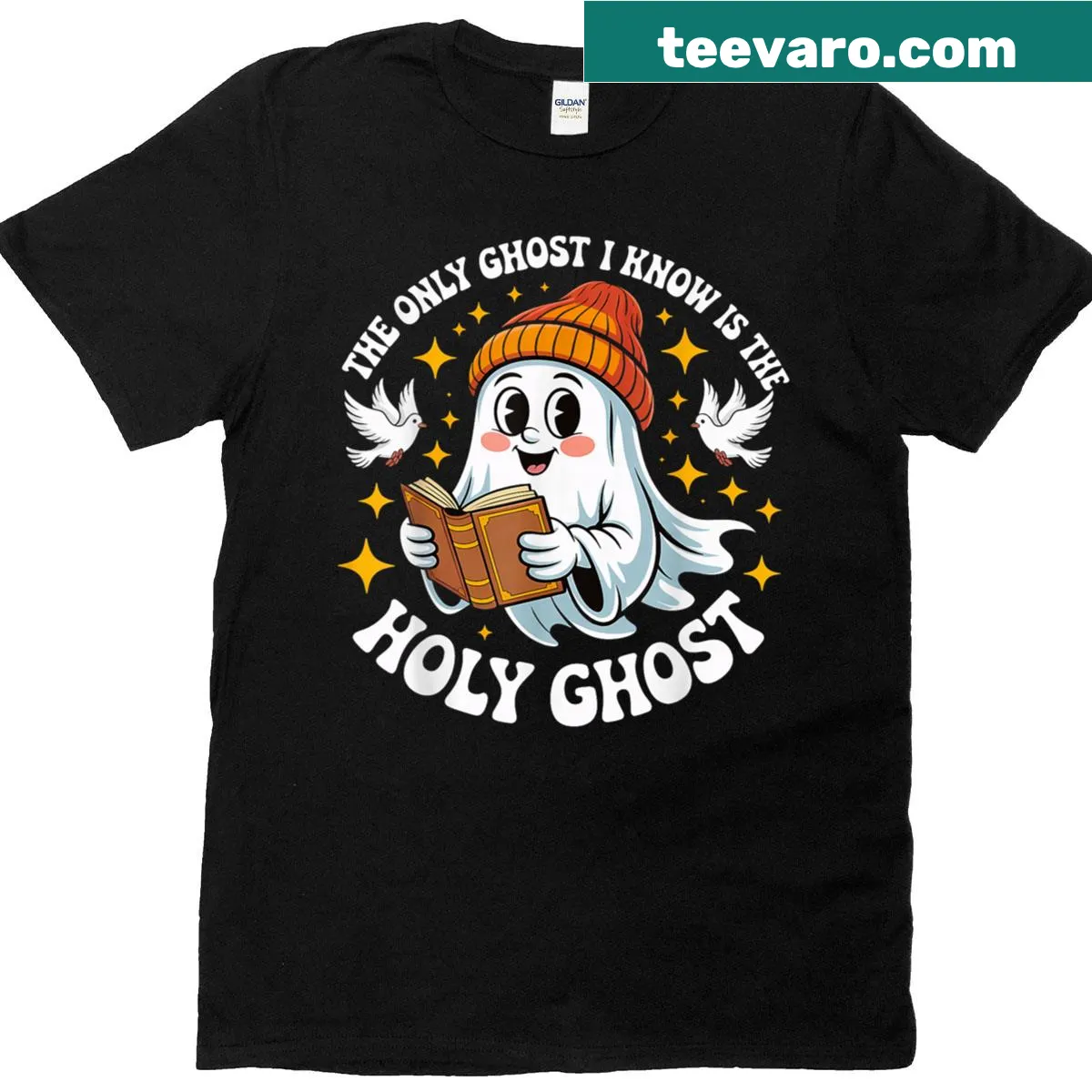 Halloween t-shirt with text about the Holy Ghost — on a men's t-shirt