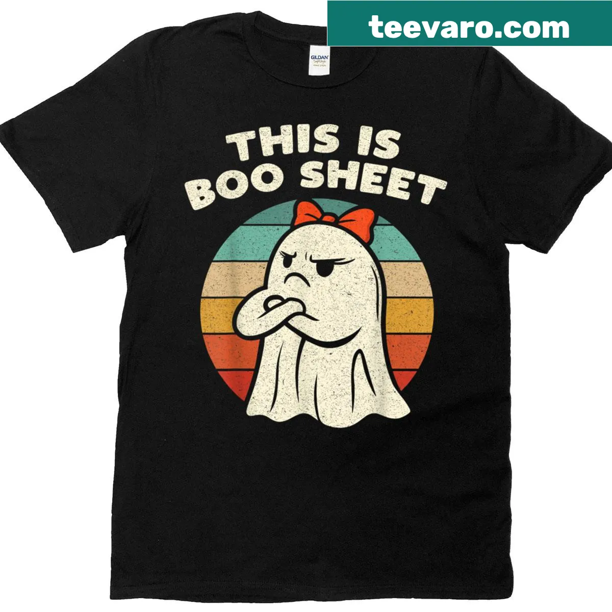 Vintage-style Halloween shirt with ghost graphic and playful text. — on a men's t-shirt