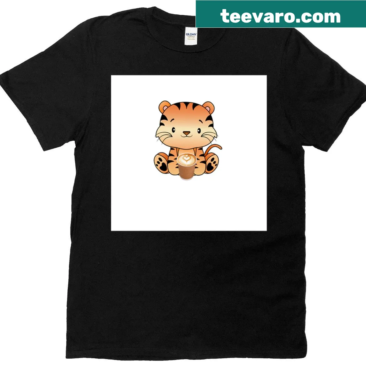 Oversized t-shirt with funny tiger coffee illustration — on a men's t-shirt