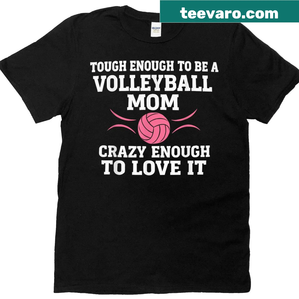 Typography t-shirt celebrating volleyball moms — on a men's t-shirt