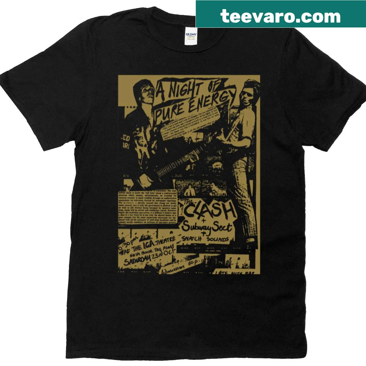 Vintage-style T-shirt featuring a classic band logo design — on a men's t-shirt