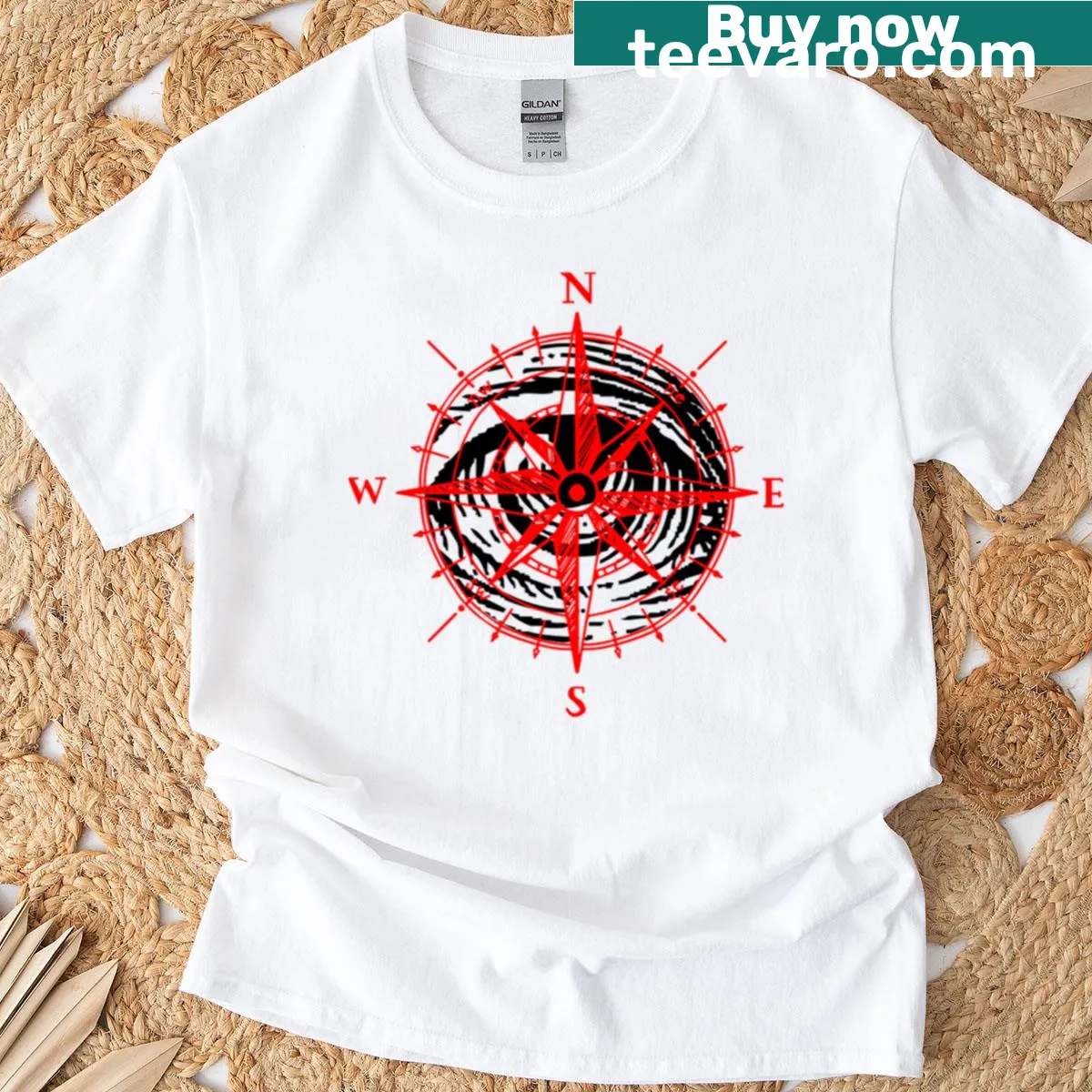 Artistic traveler-themed t-shirt with an eye design — on a men's t-shirt