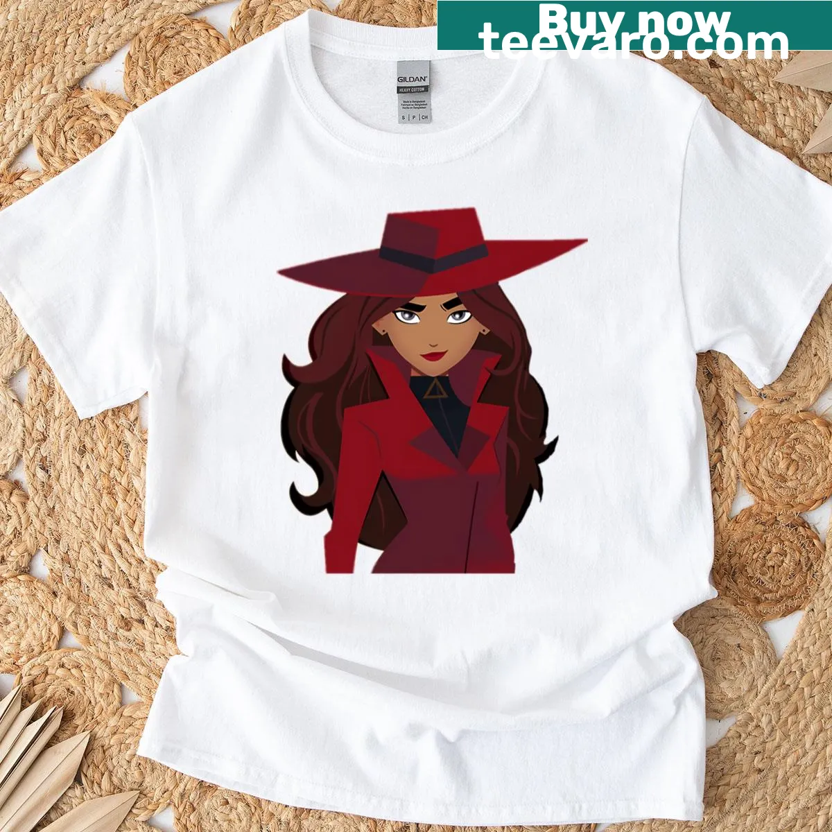 Illustrative Trench Detective Hat Coat design on t-shirt — on a men's t-shirt