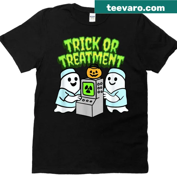 Funny Halloween t-shirt featuring ghost doctors and playful text