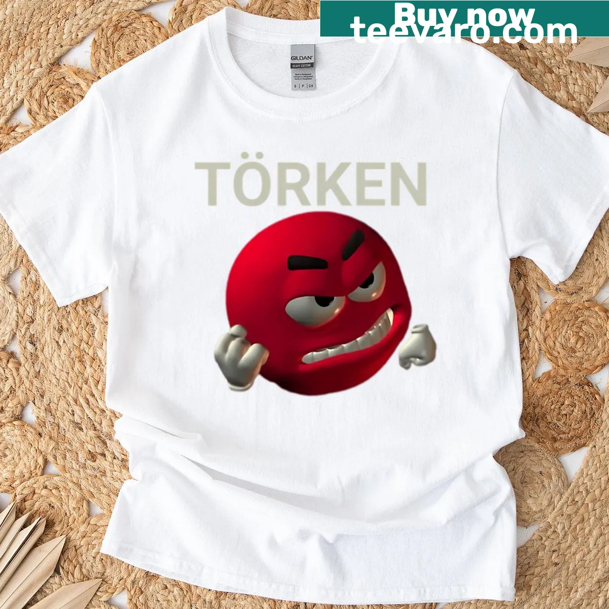 Turkish Red Evil Emoji T-shirt with a bold meme design — on a men's t-shirt