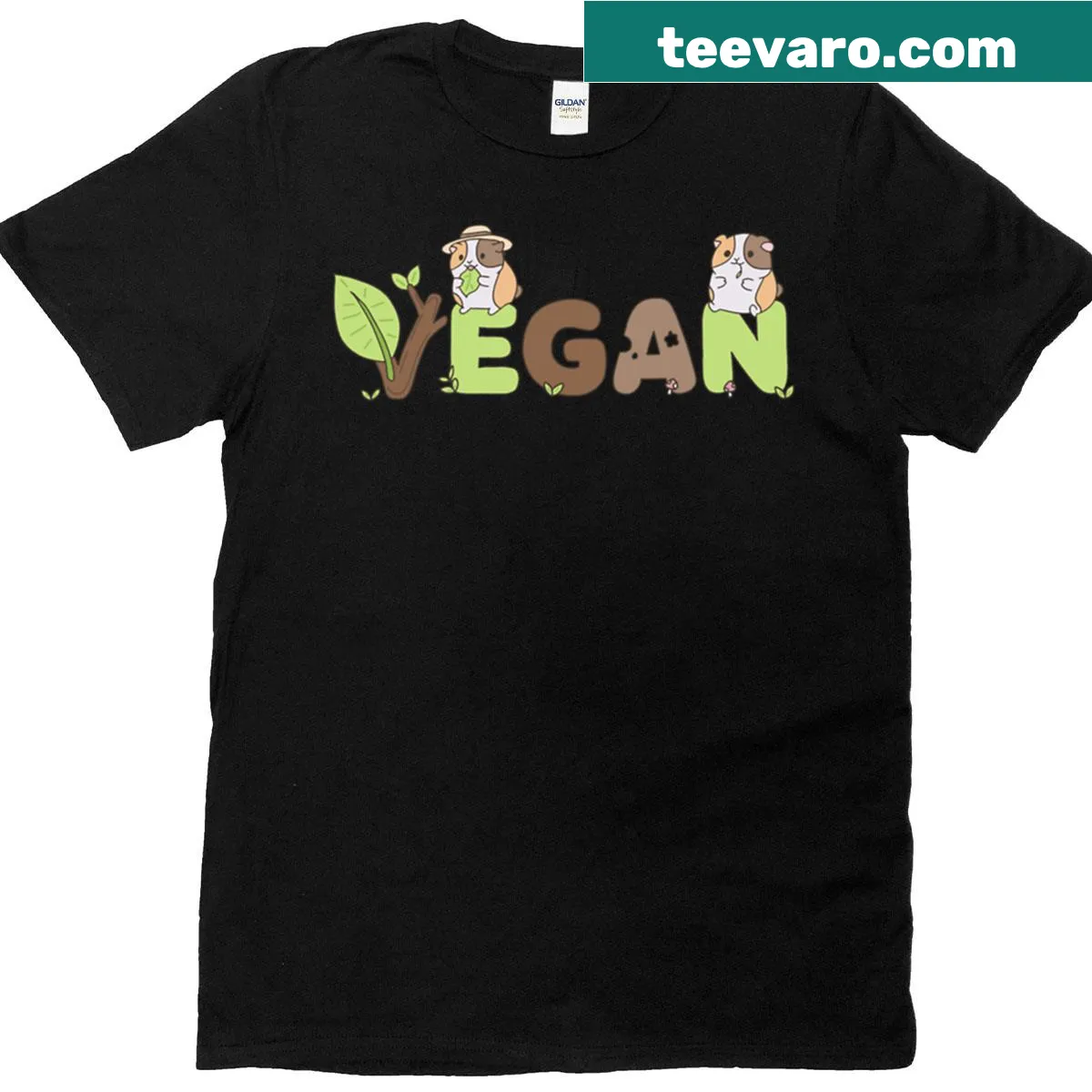 Quirky guinea pig buffet t-shirt with playful illustrations — on a men's t-shirt