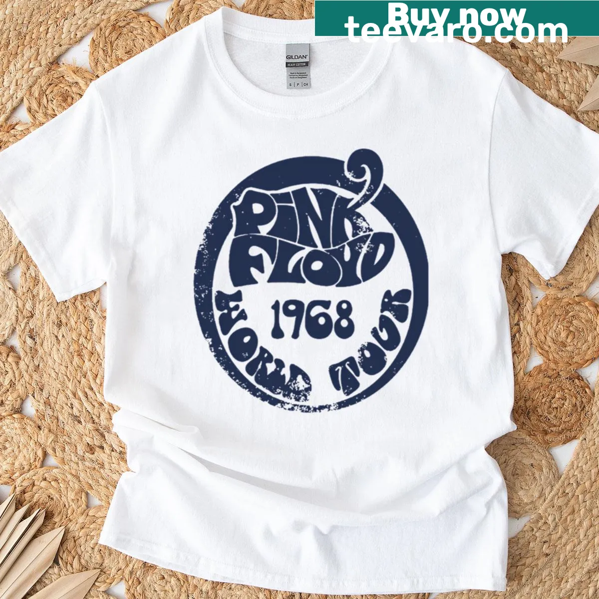 Vintage 80s music album tour T-shirt design — on a men's t-shirt