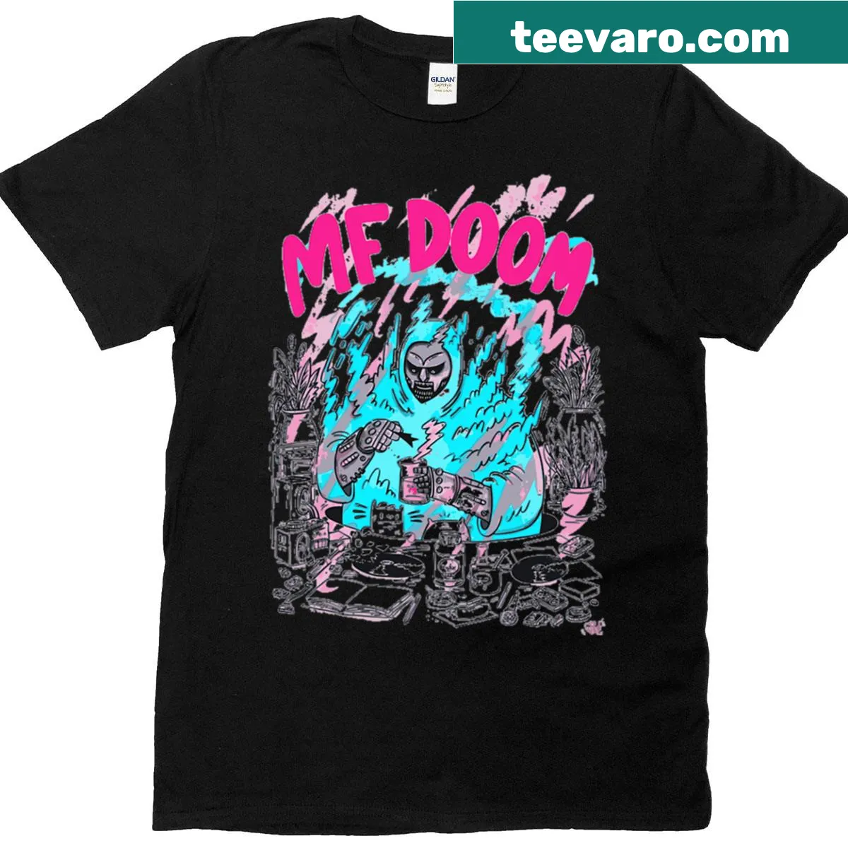 Vintage artist logo t-shirt celebrating music albums — on a men's t-shirt