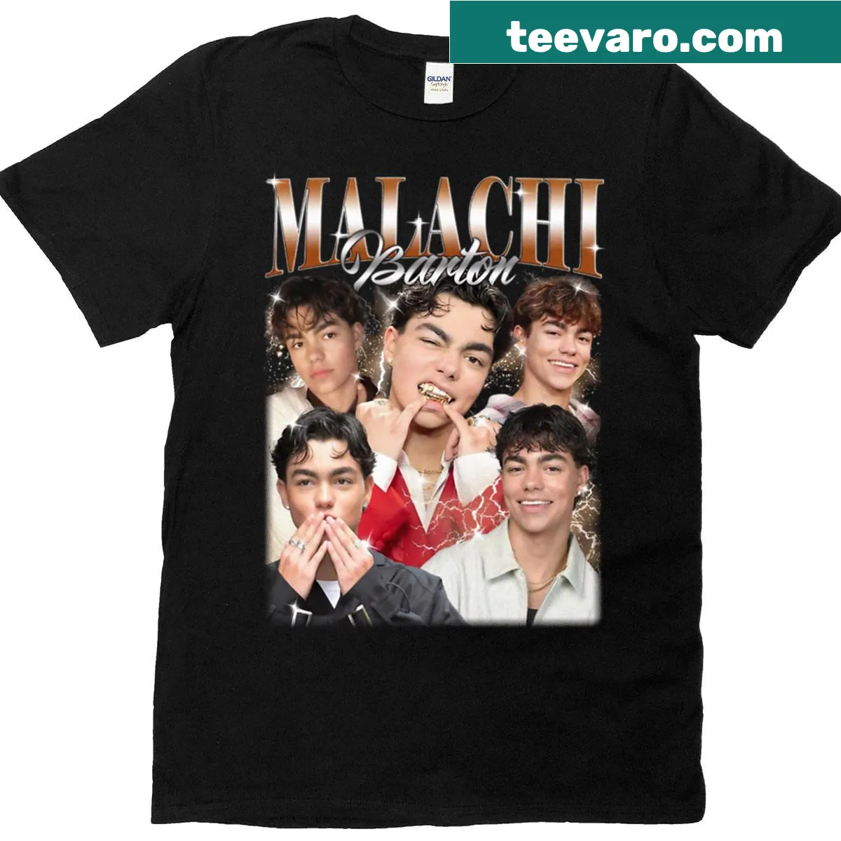 Vintage bootleg style graphic t-shirt for Malachi Barton — on a men's t-shirt