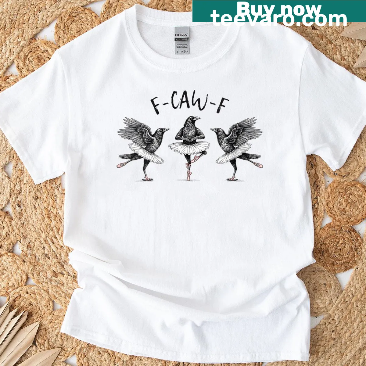 Funny ballet crow graphic t-shirt for women — on a men's t-shirt
