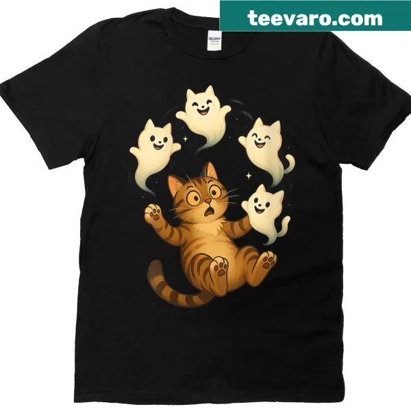 Funny spooky Halloween cat meme graphic tee