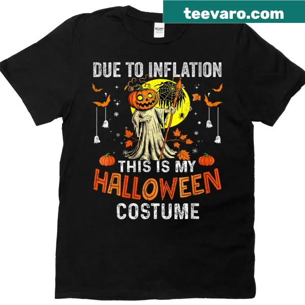 Funny Halloween t-shirt with inflation-themed pumpkin graphic