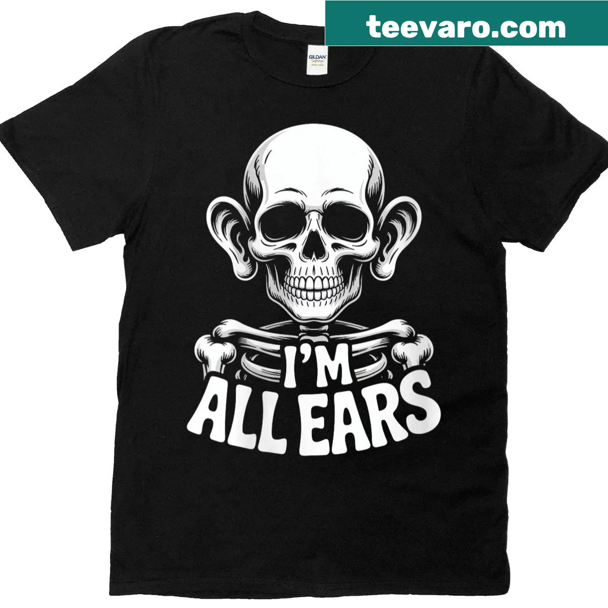 Skull skeleton Halloween graphic tee with pun — on a men's t-shirt