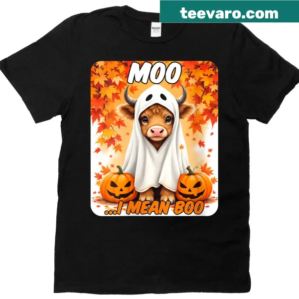 Funny ghost Highland cow Halloween T-shirt