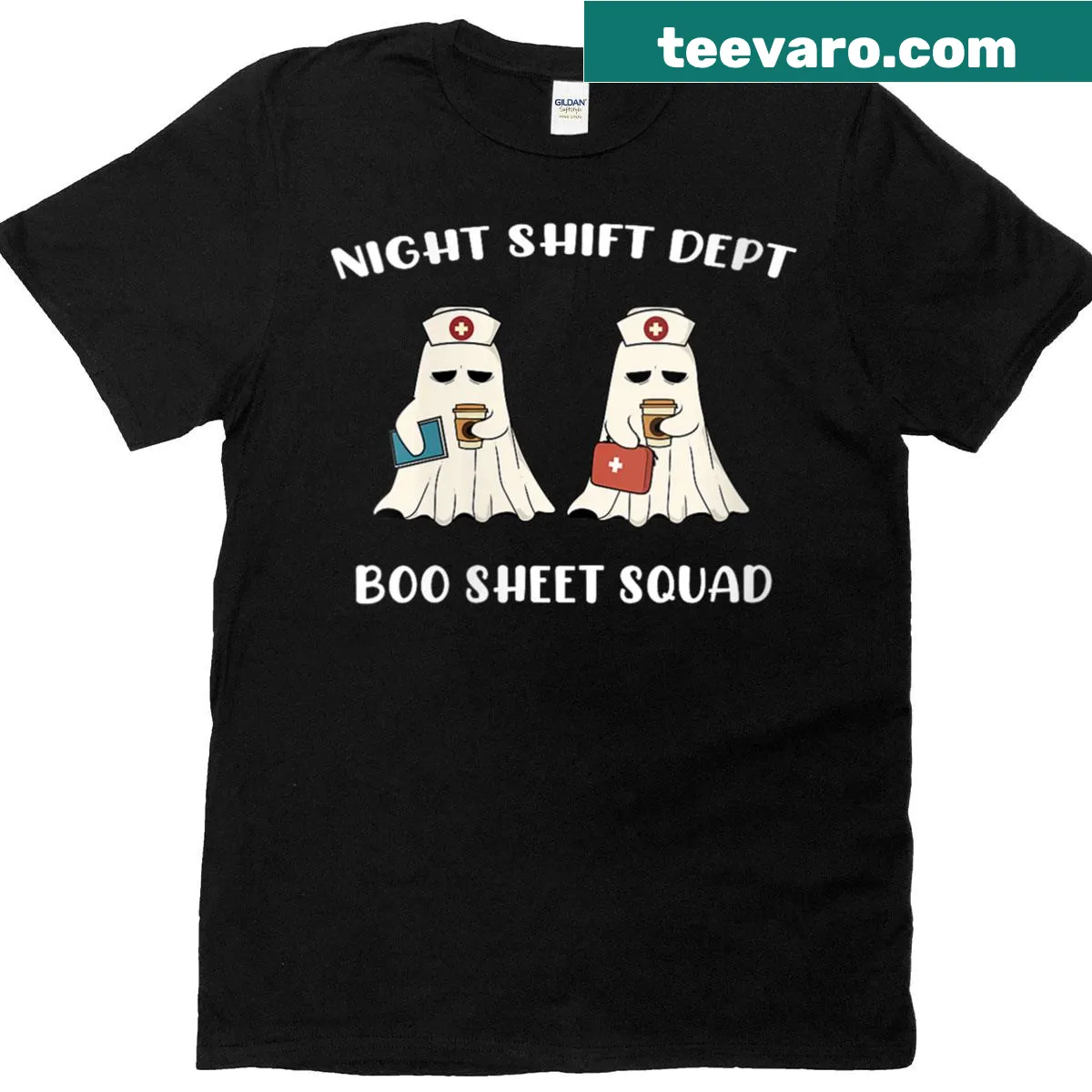 Funny Halloween Boo Squad t-shirt for night shift nurses — on a men's t-shirt