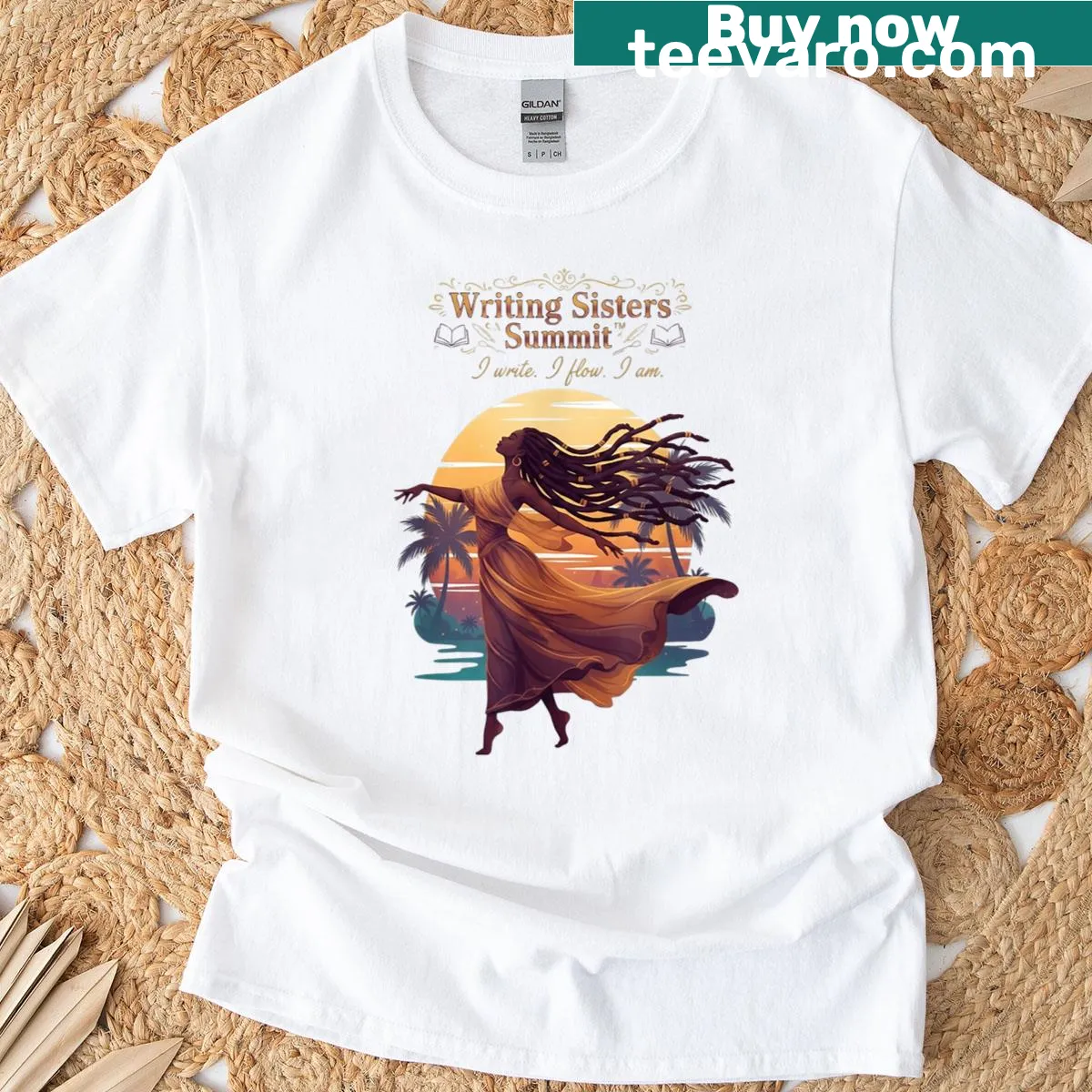 Inspirational writing-themed tee for the Bali Summit 2025 — on a men's t-shirt