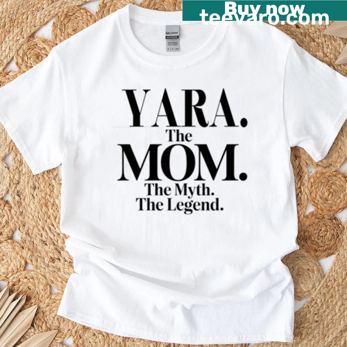 Funny mom quote t-shirt with the name Yara and playful typography — on a men's t-shirt