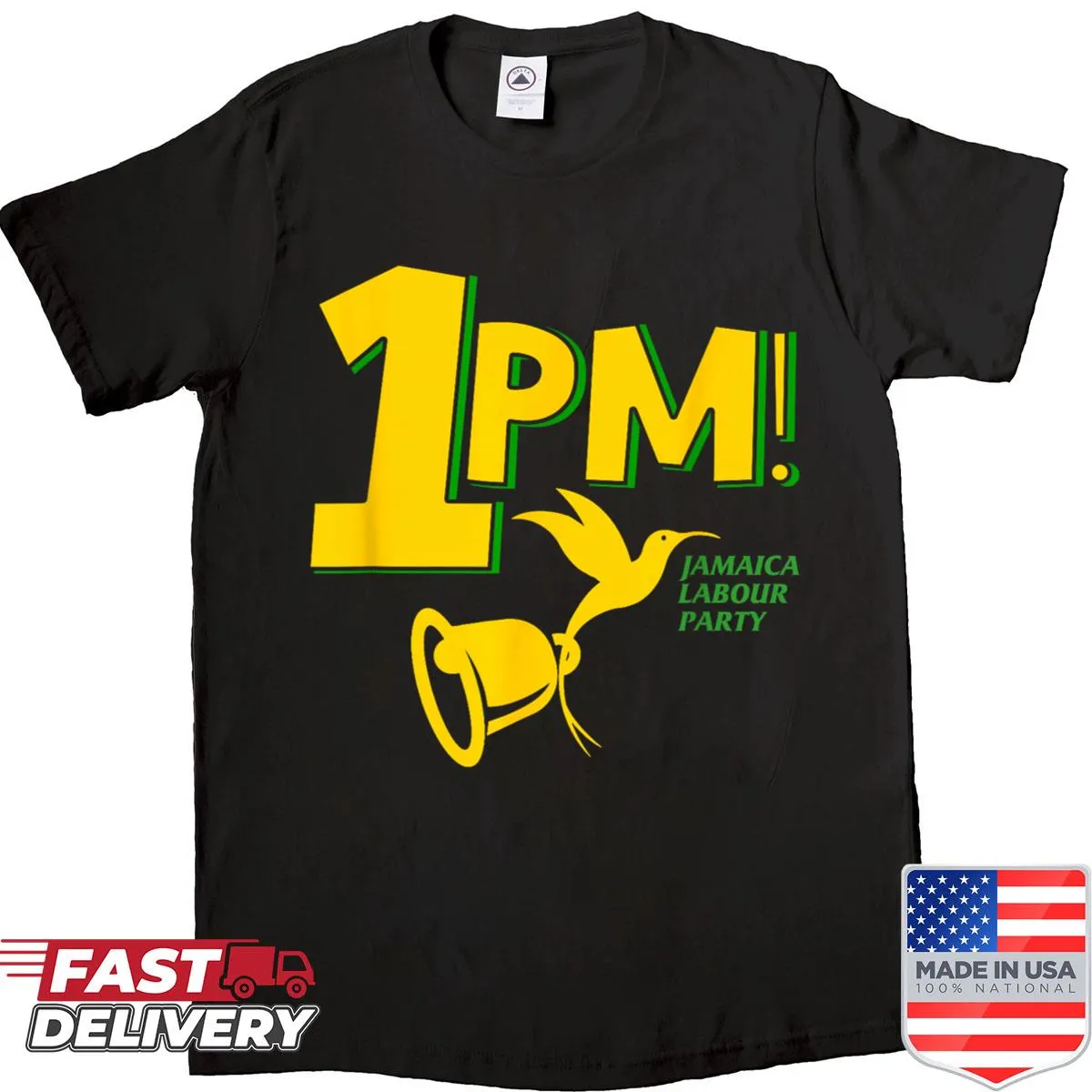 Shirt with bold typography supporting the Jamaica Labour Party