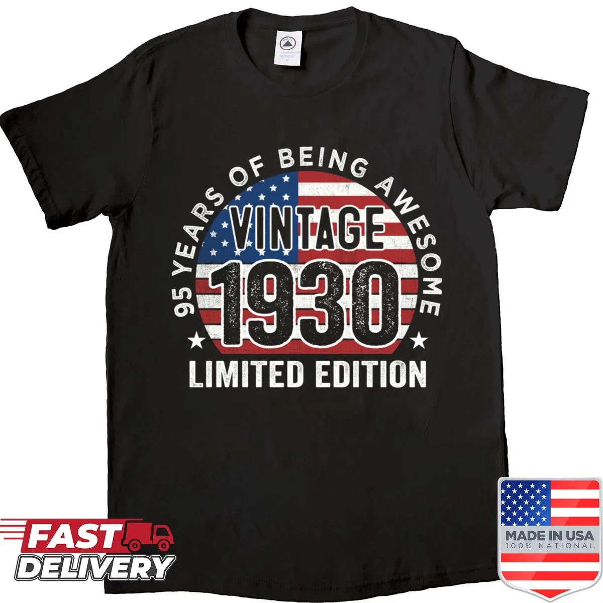 Vintage shirt celebrating 95th birthday with USA flag design