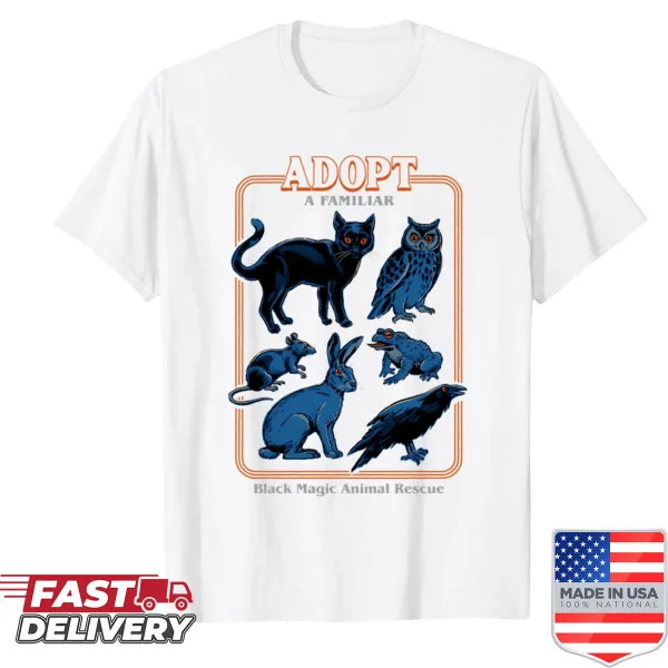 Shirt with a typography design promoting pet adoption.