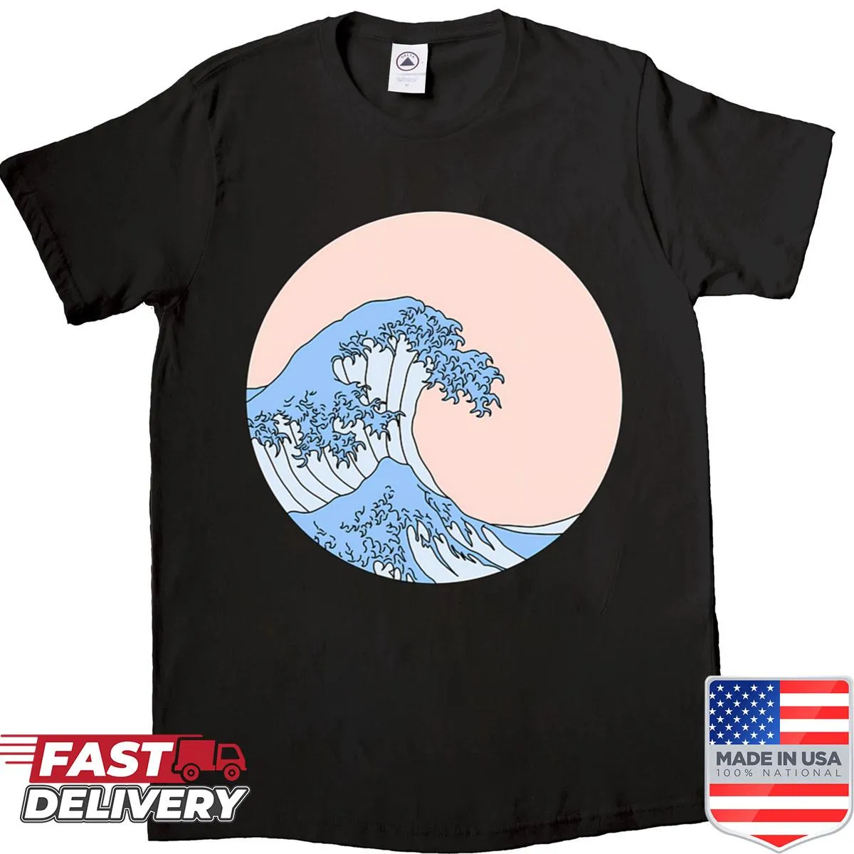 Minimalist wave design shirt with line-art style