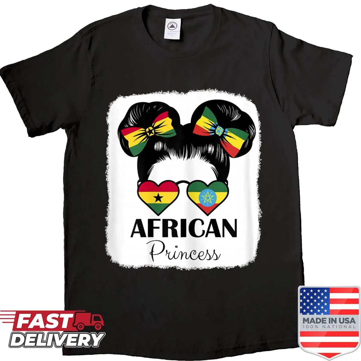 Heritage shirt celebrating African roots from Ghana and Ethiopia