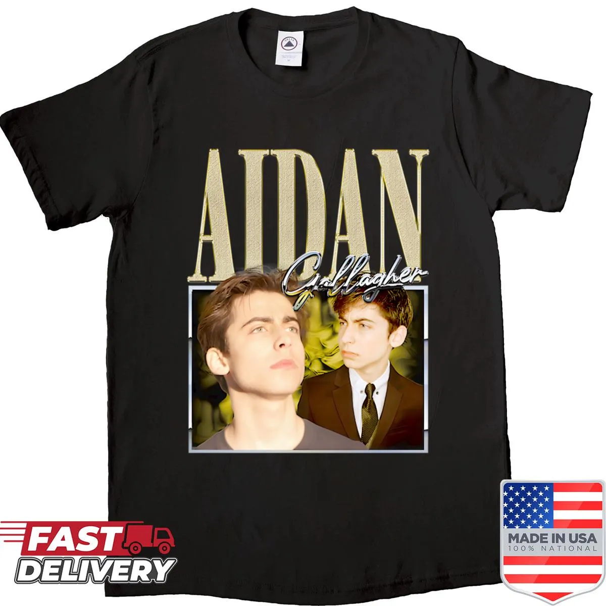 Vintage retro portrait shirt featuring Aidan Gallagher