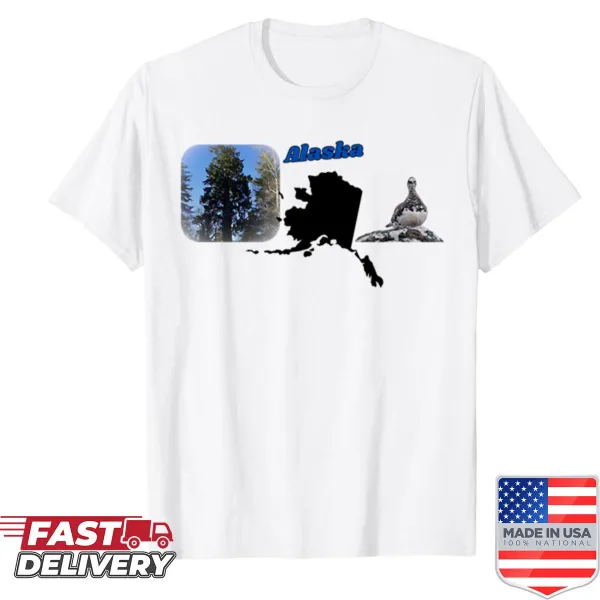 Shirt featuring a design representing the state of Alaska.