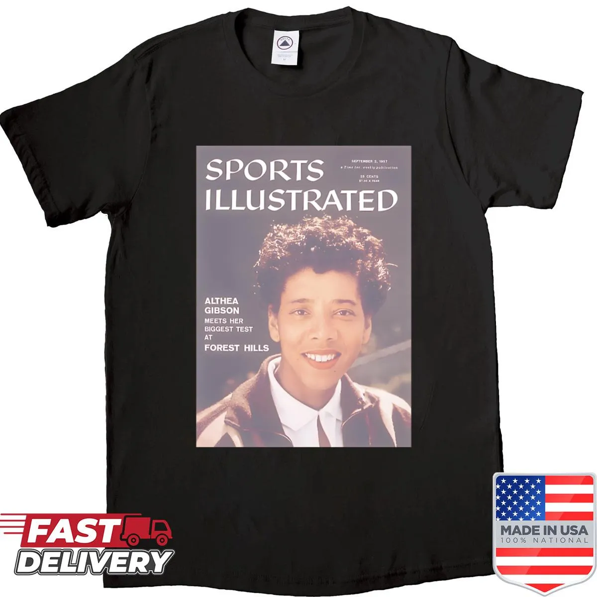 T-shirt honoring Althea Gibson's tennis legacy at Forest Hills