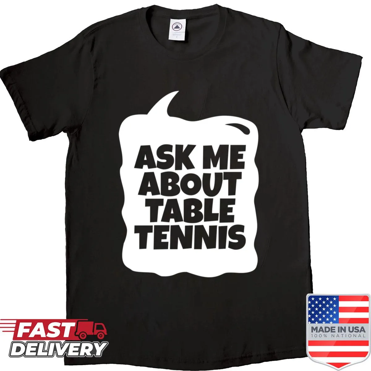 Funny table tennis themed shirt with bold typography
